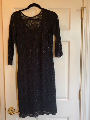 NWOT Marina Black Lace/Sequin Dress sz 6 | eBay
