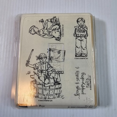 Stampin up! "Little Boys" 4 Rubber Wood Stamps *BRAND NEW* VINTAGE 2002 - Picture 2 of 5