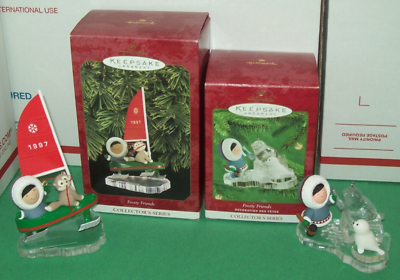#ad #ad Hallmark Lot Frosty Friends 18th 21st Ice Boat Husky Seal 1997 2000 Ornaments $29.99