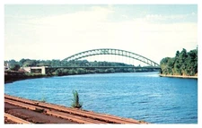 Nashua NH New Hampshire Tyngsboro Bridge over Merrimack River Chrome Postcard