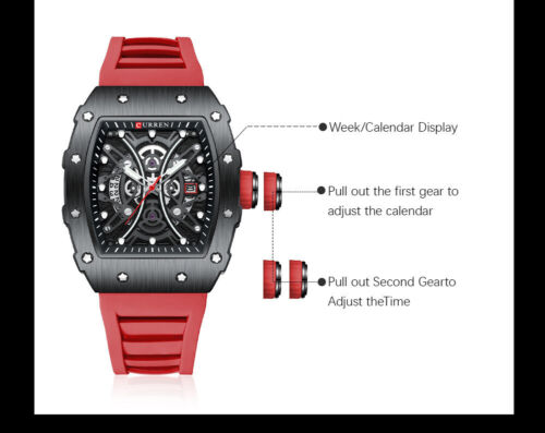 Pulsera de silicona suave relojes para hombres CURREN reloj para hombres rectangular reloj de pulsera deportivo - Imagen 8 de 28