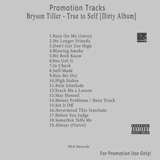 R&B/Soul.. White CD. Bryson Tiller - True to Self [Dirty Album]