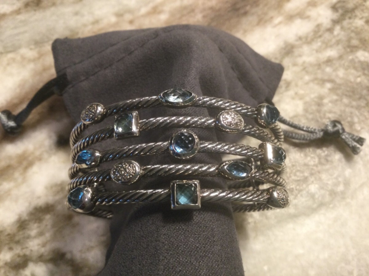 David Yurman Blue Topaz and Diamond Confetti Bracelet
