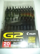 20 Pilot G2 Premium Gel Ink Pens Fine Point  BLACK INK FINE POINT 0.7MM BULK
