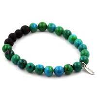 Steine Und MinéRaux. Armband Perlen Chrysocolla + Schwarz Onyx Matt 8 Mm. Made