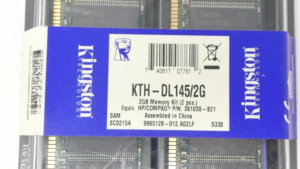 KTH-DL145/2G  Kingston 2GB Kit (2x1GB) RDIMM 184-Pin Server Memory RAM - Image 3 of 4