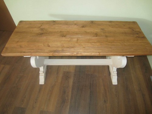 TAVOLO CONSOLE LEGNO VECCHIO SHABBY DIETRO DIVANO COUNTRY PEZZO UNICO - Foto 9 di 9