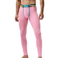 SEOBEAN Brand Men's Thin Nylon Sexy Sports Long John Underwear Leggings M-2XL