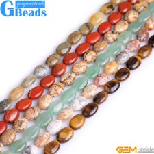 Assorted Natural Stones 10x14mm Oval Beads For Jewelry Making Free Shipping 15"