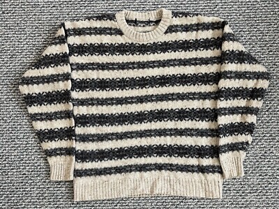 Vintage Jantzen Sweater Men Medium Beige Wool Fair Isle Nordic 90s Knit Pullover