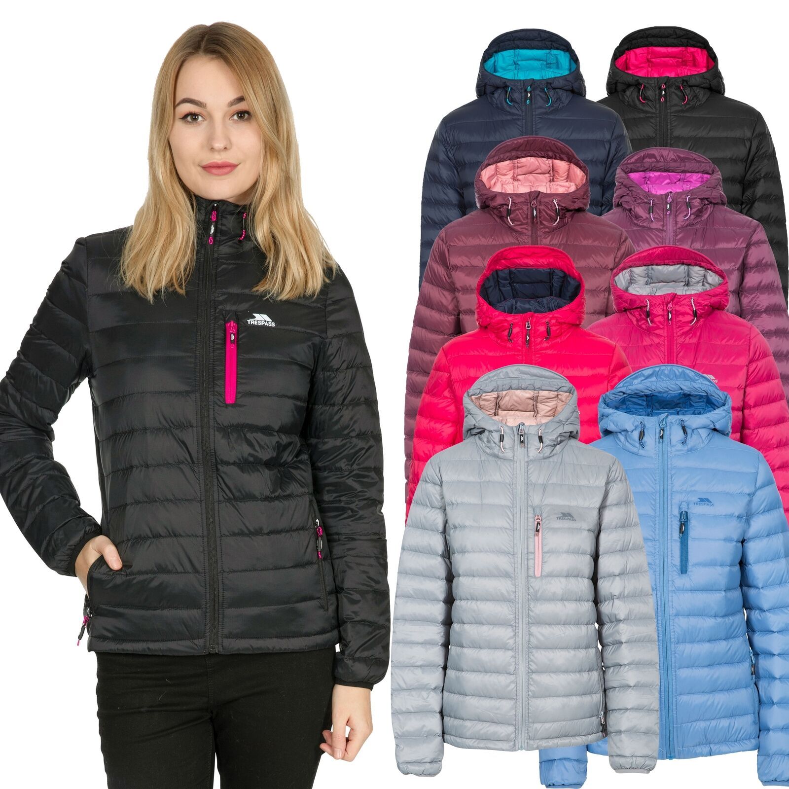 Trespass Womens Down Jacket Hooded Casual Coat Arabel eBay