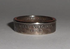 "Sealed" WEST VIRGINIA STATE QUARTER Handcrafted coin ring or pendant size 4-14