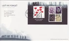 GB Stamps First Day Cover Lest We Forget remembrance MS,WW1,poppy SHS Quote 2006