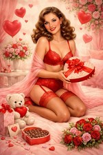 Sexy Mujer San Valentín MODERNA Postal Corazón Risqué A52
