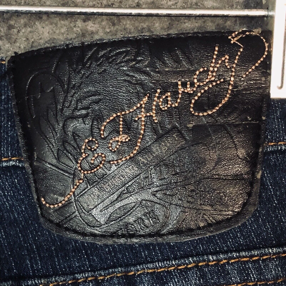 Ed Hardy Jeans Womens 11/12 Tattoo Boot Y2K Skull Flowers Cobra Snake Dark Blue - Image 3 of 4