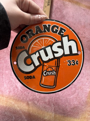 Porcelain Round Orange Crush Sign