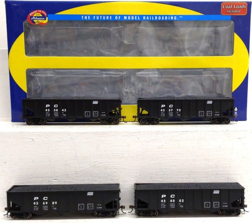 Tolva acanalada Athearn 70271 HO Penn Central 40' 3 bahías con carga #1 (paquete de 4) | Condition: Used