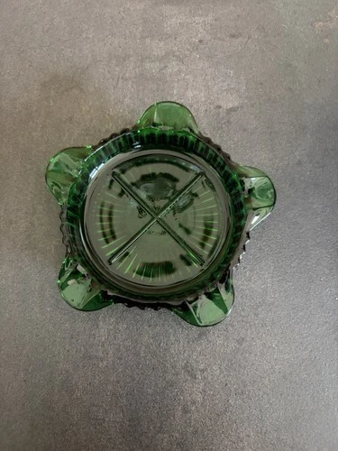 Vintage Anchor Hocking Glass FOREST GREEN Ashtray Trinket Dish