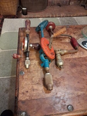 FLEETWAY CLIPPER VINTAGE SCHWERE SCHULTER/HANDBOHRMASCHINE + STANLEY EIERSCHLÄGER & 1 MEHR
