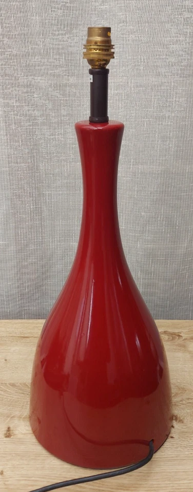 Vintage Table Lamp Large Ceramic Red Table Light Ring Lighting England / Leeds - Image 3 of 4