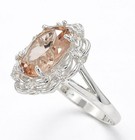 LAB CREATED 6.25 Cts MORGANITE & DIAMOND RING .925 Sterling Silver - NWT — photo 5