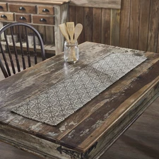 Custom House Black Tan Jacquard Runner 12x48 VHC Brands