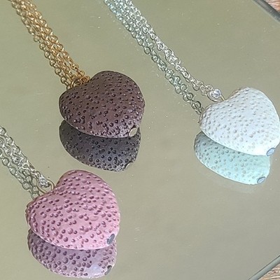 Lot Of 3~ Heart  Fragrance Diffuser Essential Oil Aromatherapy Necklaces 