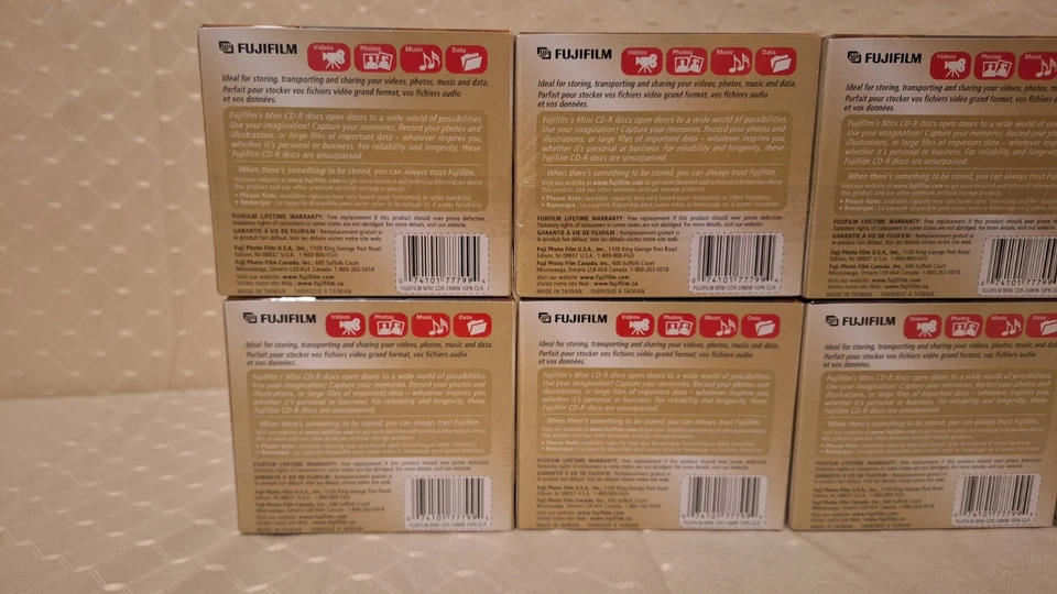 NUEVO Fujifilm Mini CD-R 24 minutos 210 MB 24x velocidad de escritura lote de 8 paquetes de 10 discos Foto 3 de 4