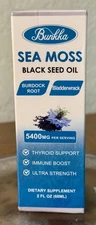Bunkka Sea Moss Black Seed Oil Dietary Thyroid Support NEW Sealed 5400MG 2 fl oz
