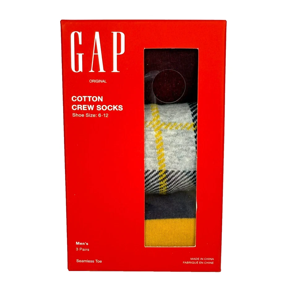 Gap Men's Socks 3 Pack Pairs Cotton Crew Dress Shoe Sizes 6-12 NIB NEW - Image 2 of 4
