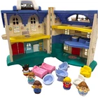 Vintage 1996 Fisher Price Little People Doll House Home Sweet Home Blue Roof