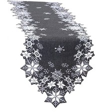 Embroidered Gray Snowflakes Table Runners for Christmas Holiday 14 108 inches