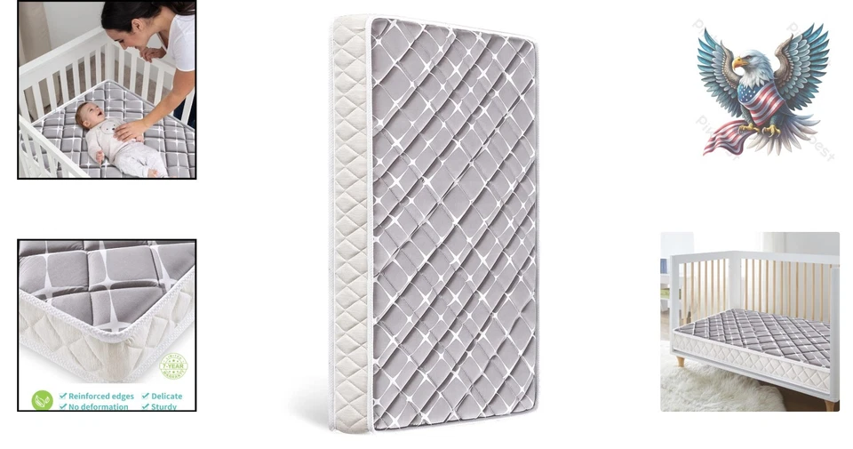 Colchón de doble cara para cuna y niño pequeño 52" x 27,6" - Comodidad transpirable Foto 2 de 4