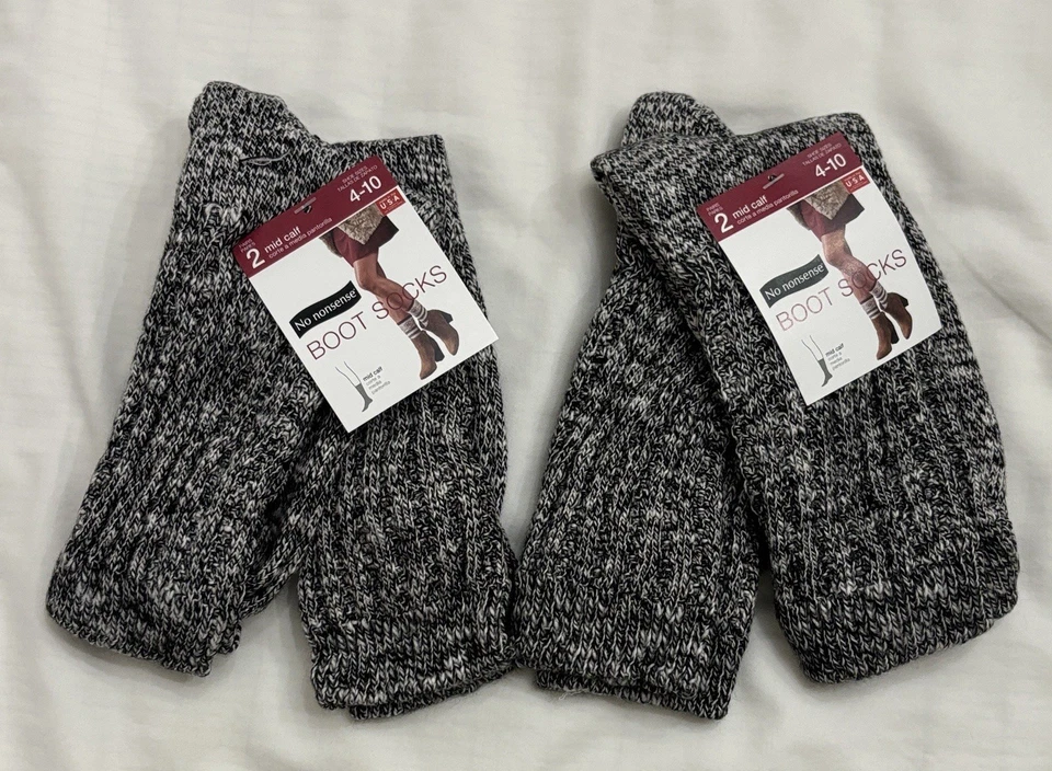 Paquete de 4 pares de calcetines holgados NO NONSENSE para mujer negros jaspeados 4-10 media pantorrilla Foto 2 de 4