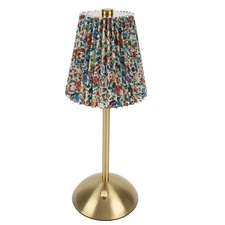 Iron Frame Pleated Fabric Table Lamp - Soft Glow Bedside Nightstand Light (Style