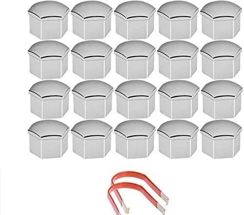 17MM Chrome Wheel Lug NUT Bolt Cover CAPS FIT for Mercedes VW Skoda Audi BMW - Picture 1 of 2