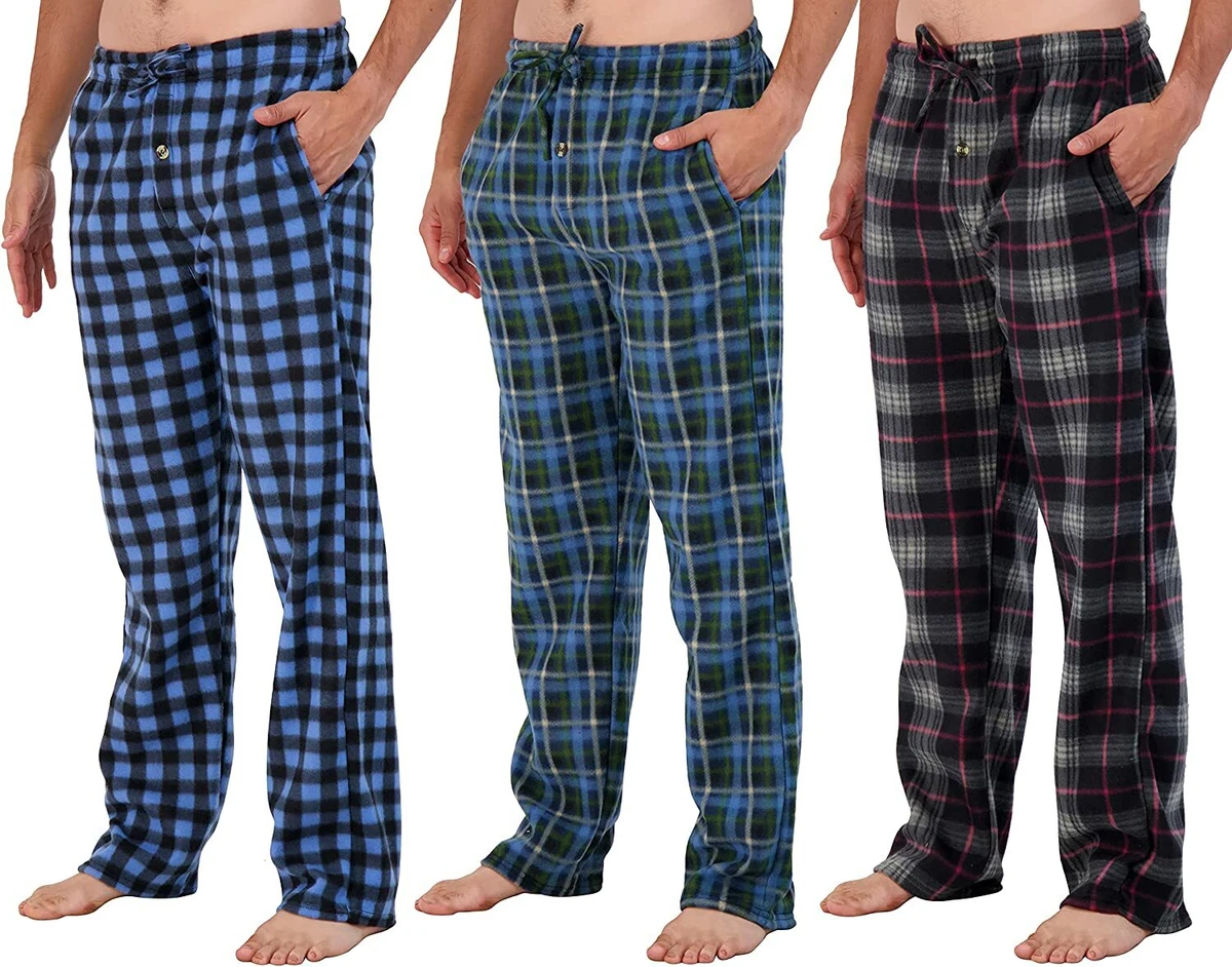 Wholesale Men's Fleece Pajama Pants - 3X-5X, Blue Plaid