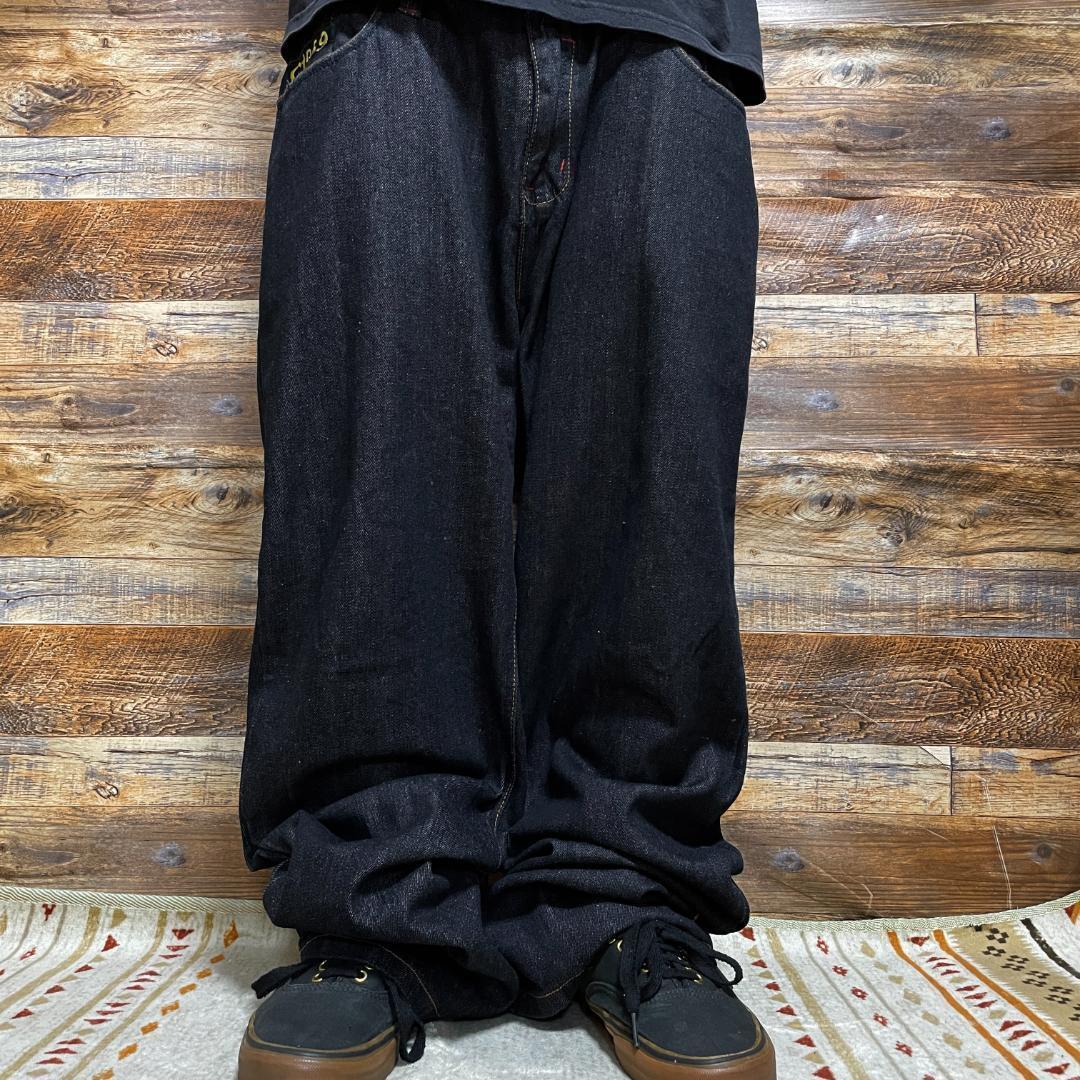 COOGI Black Denim Jeans W36 L33 Embroidery Used Streetwear COOGI Black Denim Jeans W36 L33 Embroidery Used Streetwear