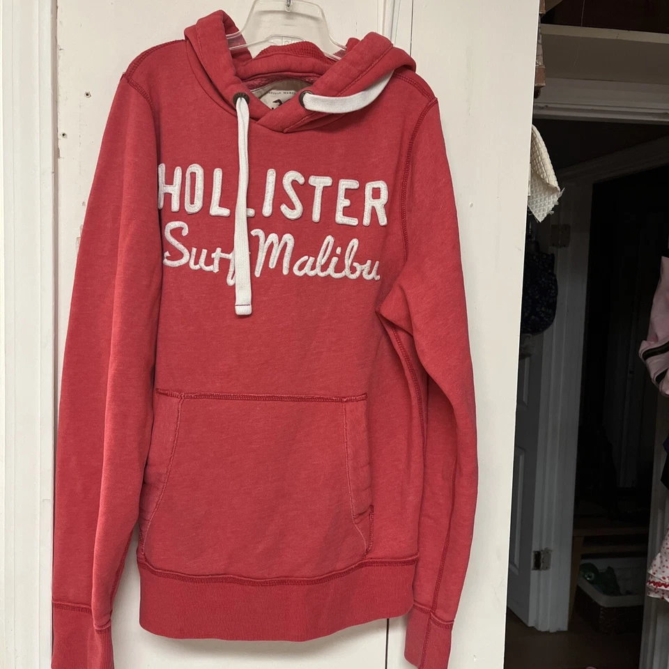 Hollister Unisex Sudadera con Capucha Informal Pullover Naranja Mezcla de Algodón Surf Malibú Talla M Foto 2 de 4