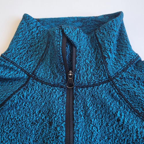 Lululemon Rush Hour 1/2 Zip Running Spray Jacquard Shocking Blue Black Sz 6 - Picture 2 of 11