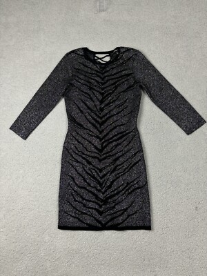 Express Womens Sweater Bodycon Dress Long Sleeve Black/Silver Glitter  Medium | eBay