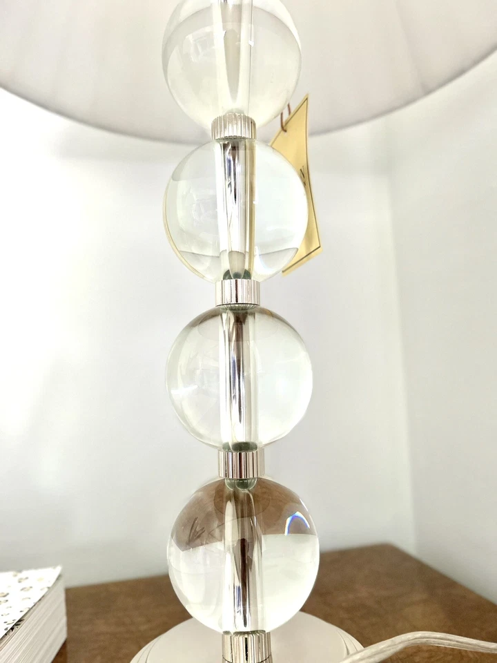 Abajur de mesa Lauren Ralph Lauren vidro pesado empilhado esfera bola prata cromada - Imagem 4 de 4