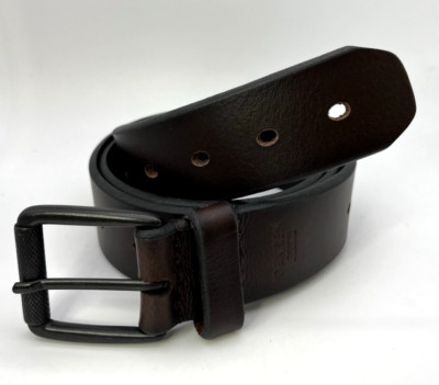 New LEVI'S DENIZEN Dark Brown Genuine LEATHER BELT 34 - 36 Adjustable Levi Levis