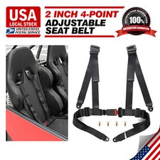 4 Point Racing Harness Safety Seat Belt Buckle 2 Strap Black For Utv Atv