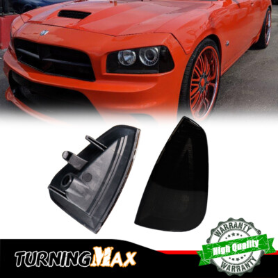 2Pc Smoked Lens Front Side Marker Corner Lightings Cover For 06-10 Dodge Charger