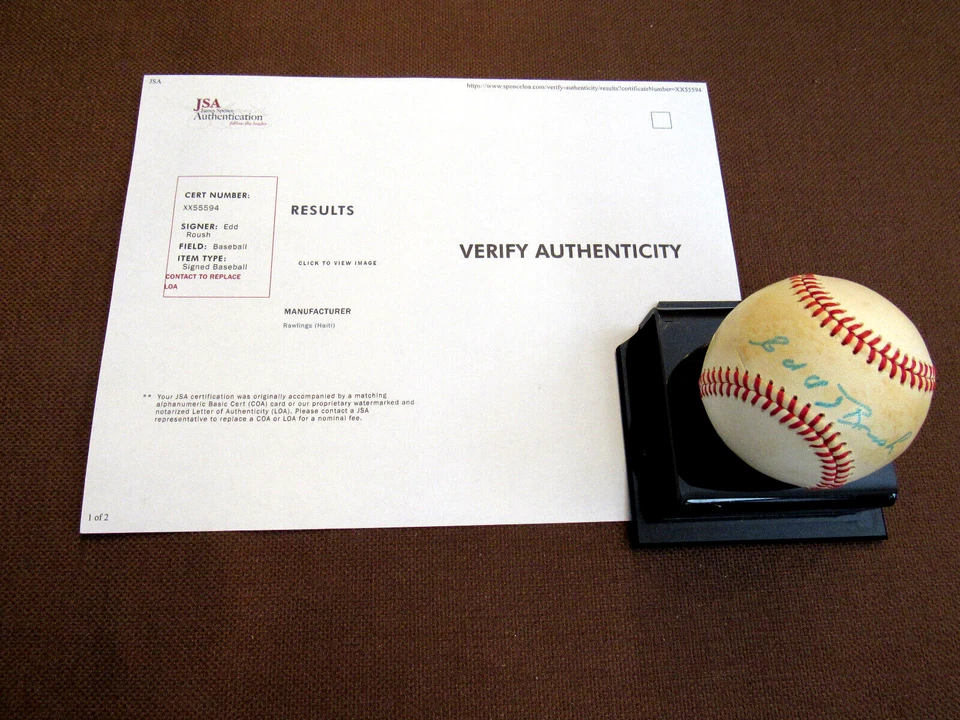 EDD ROUSH 2 X BATTING CHAMP REDS GIANTS HOF SIGNED AUTO MACPHAIL GU BASEBALL JSA - Image 2 of 4