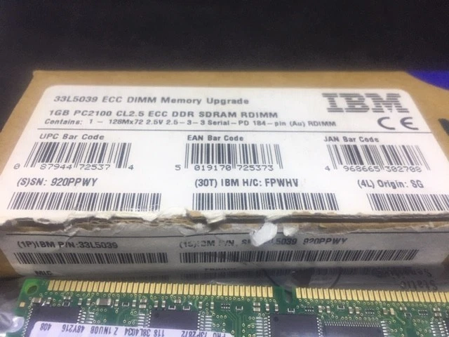 IBM 33L5039 ECC DIMM MEMORY UPGRADE *NEW IN BOX* - Image 2 of 2