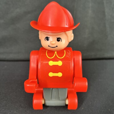 PUSHKINS Vintage Fire Man TOMY 1976 Push N Go Action Figure