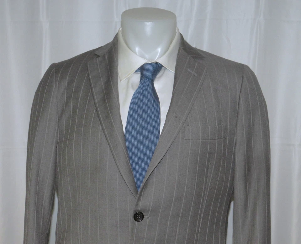 Brooks Brothers 1818 Fitzgerald Vitale VBC Pale Gray Striped Two Button Suit 40R - Image 4 of 4