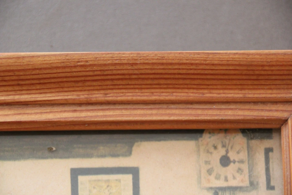 Cadre en pin naturel vernis, avec une reproduction. - Photo 2/4